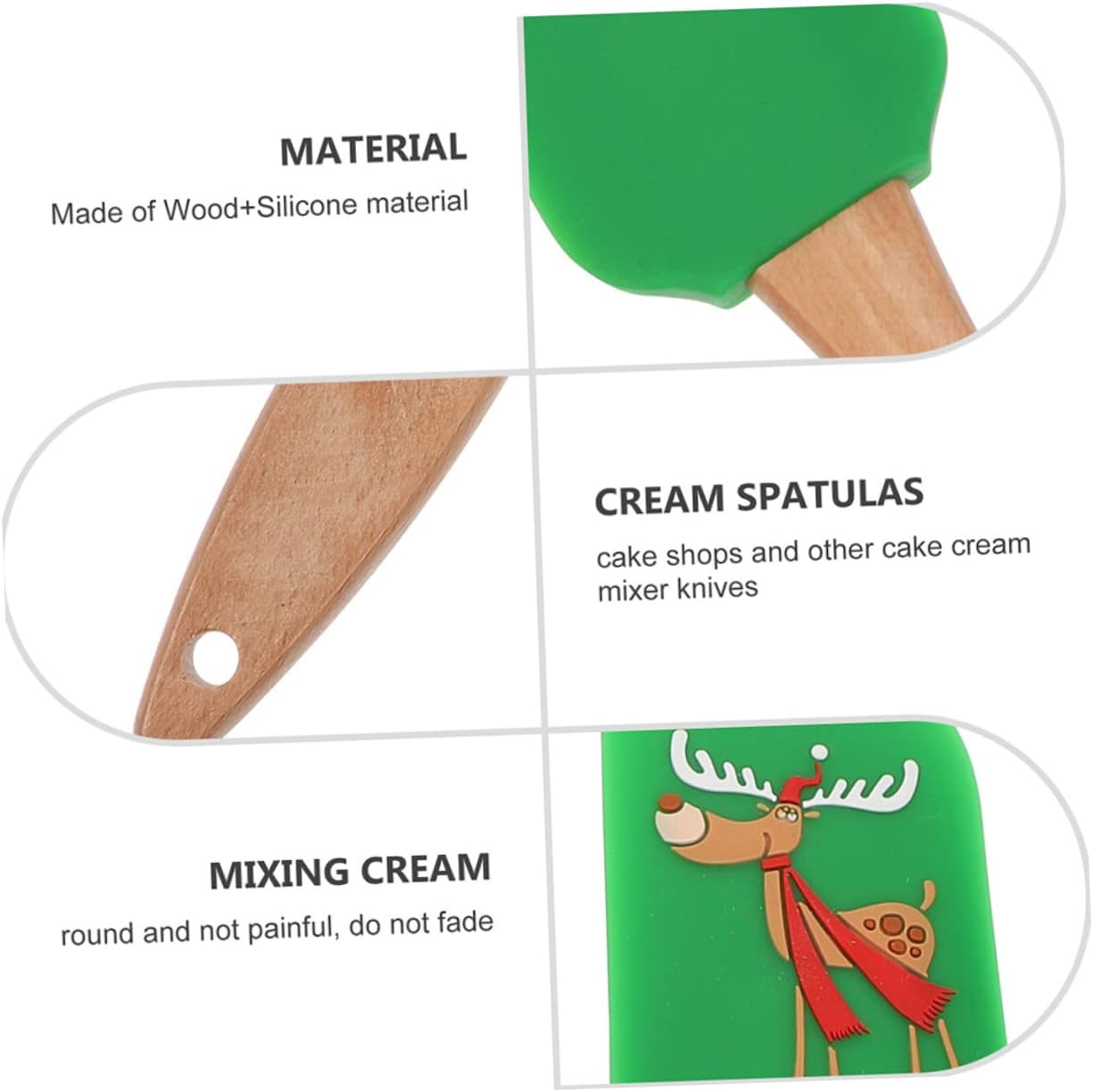 5pcs Cream Spatula Set, Wooden Handles Silicone Baking Sheet for Christmas Cake Decorating, Wear-resistant Tool.