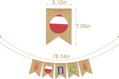 Rainlemon 1st Fishing Theme ONE Highchair Banner Boy Girl Birthday Party Jute Burlap High Chair Garland Decoration