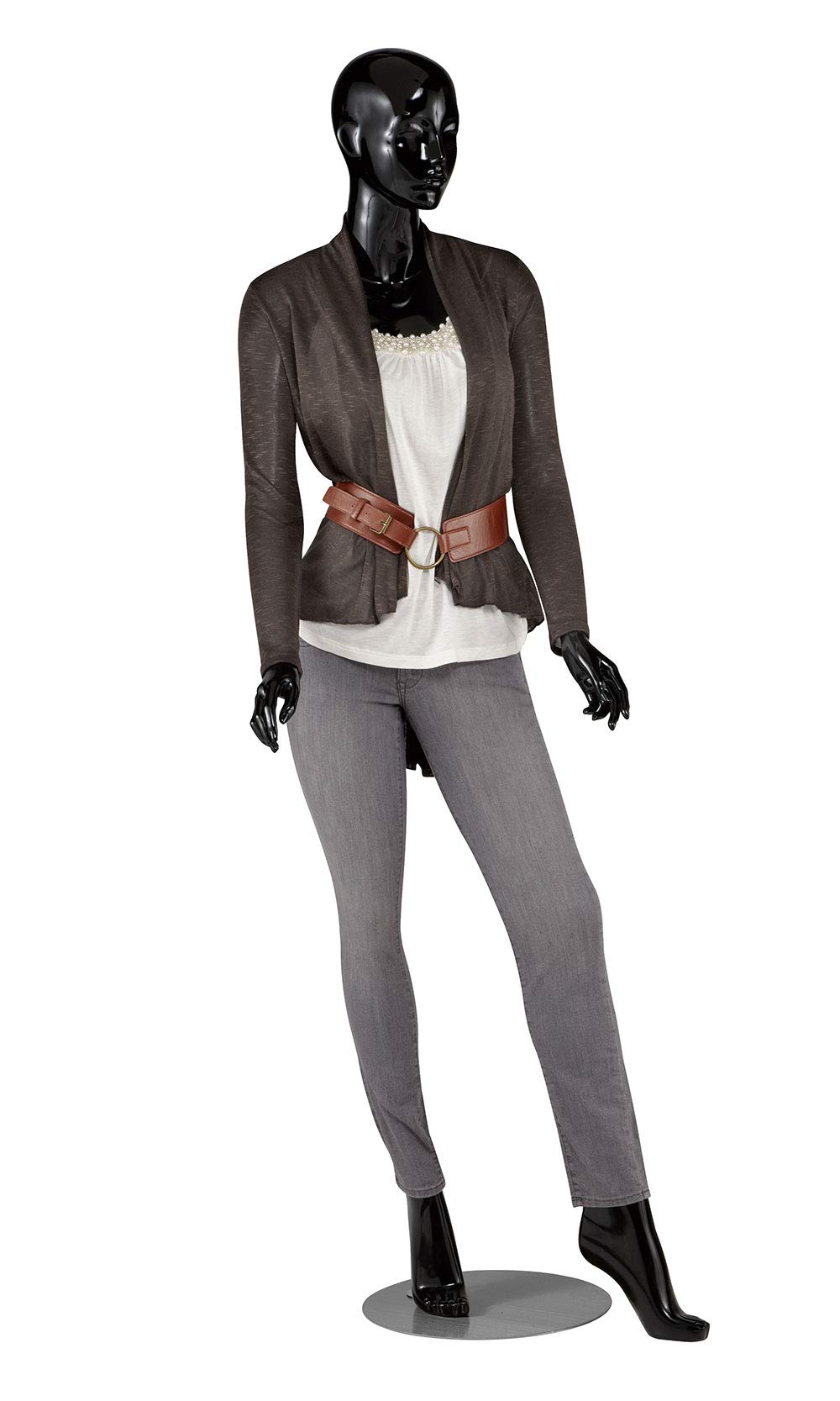 SSWBasics Mannequin Full Body Female Glossy Black Cameo Fiberglass with Base, Height 5'10" - Full Body Mannequin Female Display