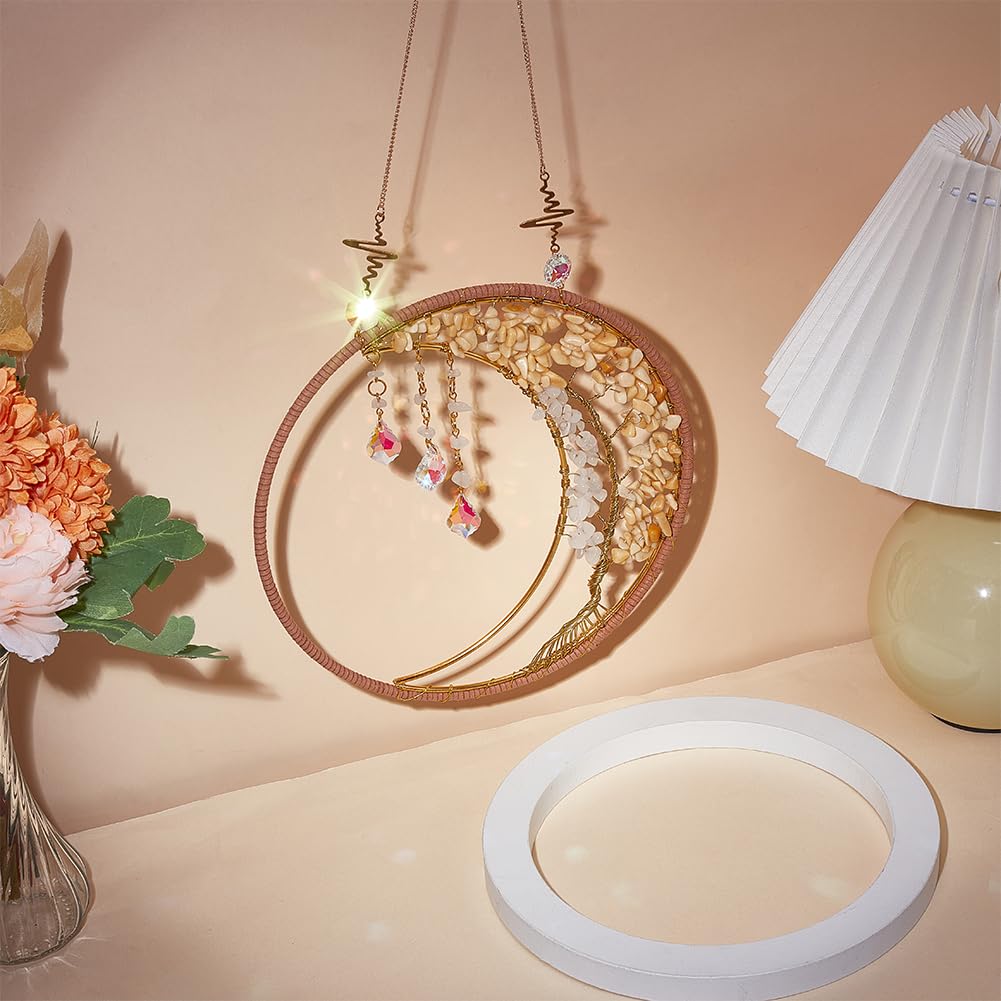 BEUNITONE Sun Catcher DIY Tree of Life and Moon Sunshine Catchers Kit Crystal Moon Suncacher-Sun Catchers for Window Indoor Decor Crystal Kits for Wedding Party Christmas Garden Decor