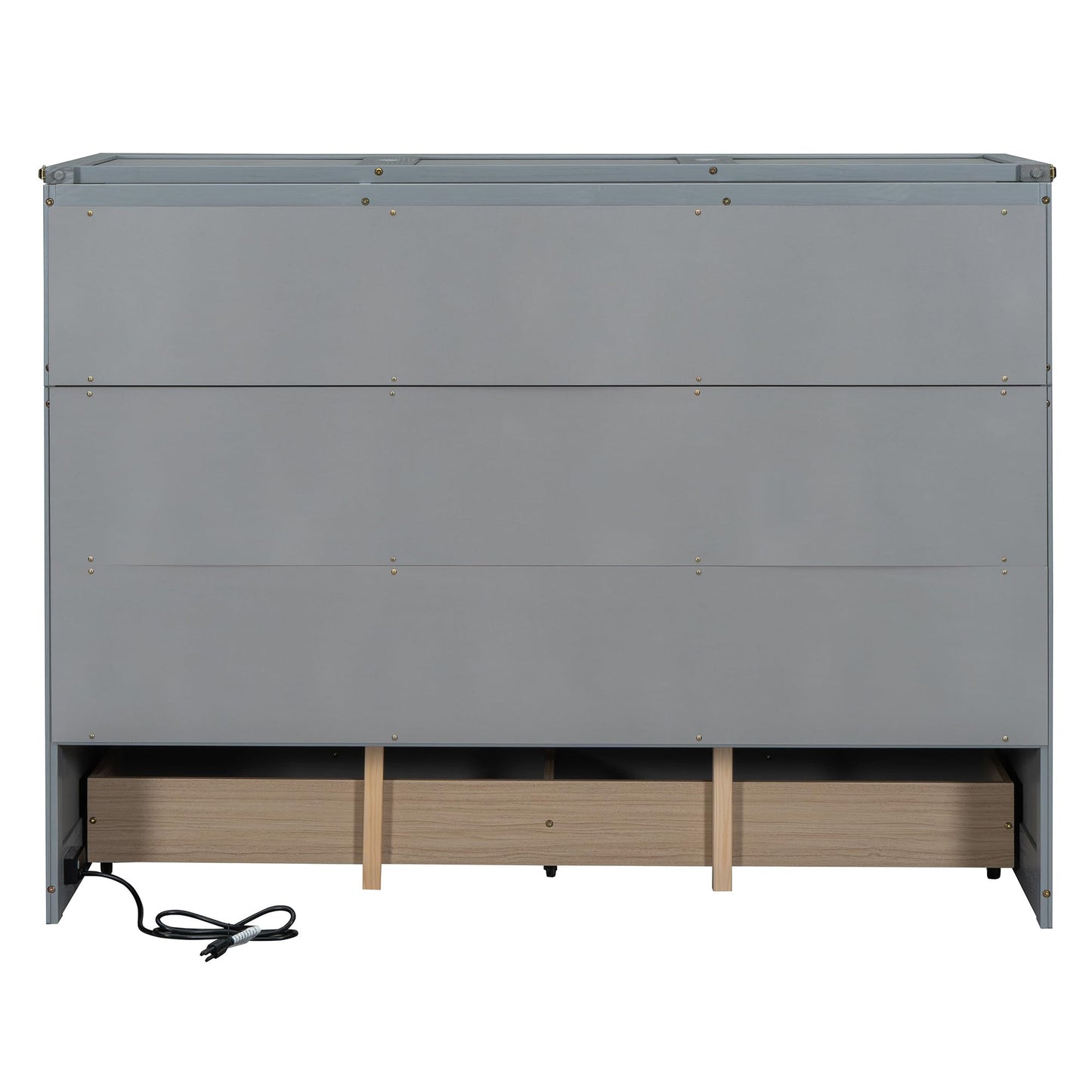 Bellemave Queen Murphy Bed Cabinet Bed, Solid Bed with Storage Drawer, Queen Size Bed with USB Ports, Chest Wall Murphy Bed with Drawer (Gray, Queen)