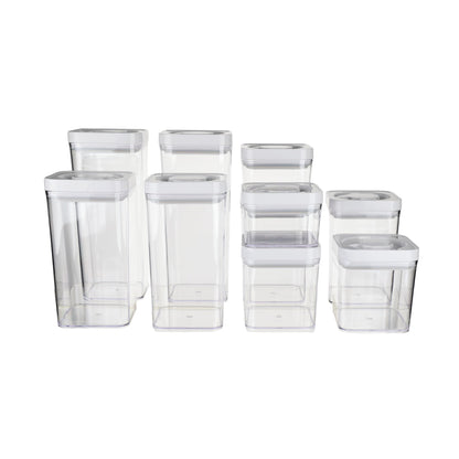 Amazon Basics Airtight Food Storage Containers, BPA Free, Dishwasher Safe, with Twist/Turn Lids, for Kitchen Pantry Organization, 10-Piece Square Set, Clear Plastic