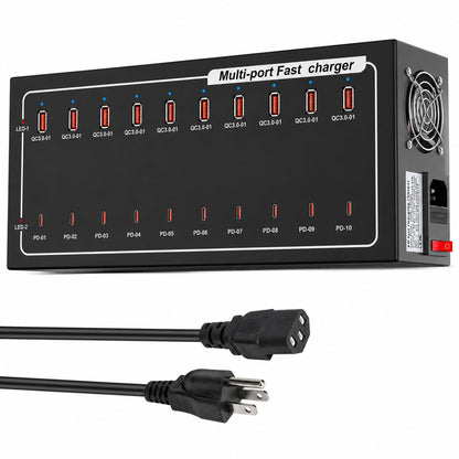 20-Port Fast Charging Station 400W, USB C and USB A Charger Dock with Smart Power Distribution Technology，for Multiple Devices, PD/QC Fast Charging Support