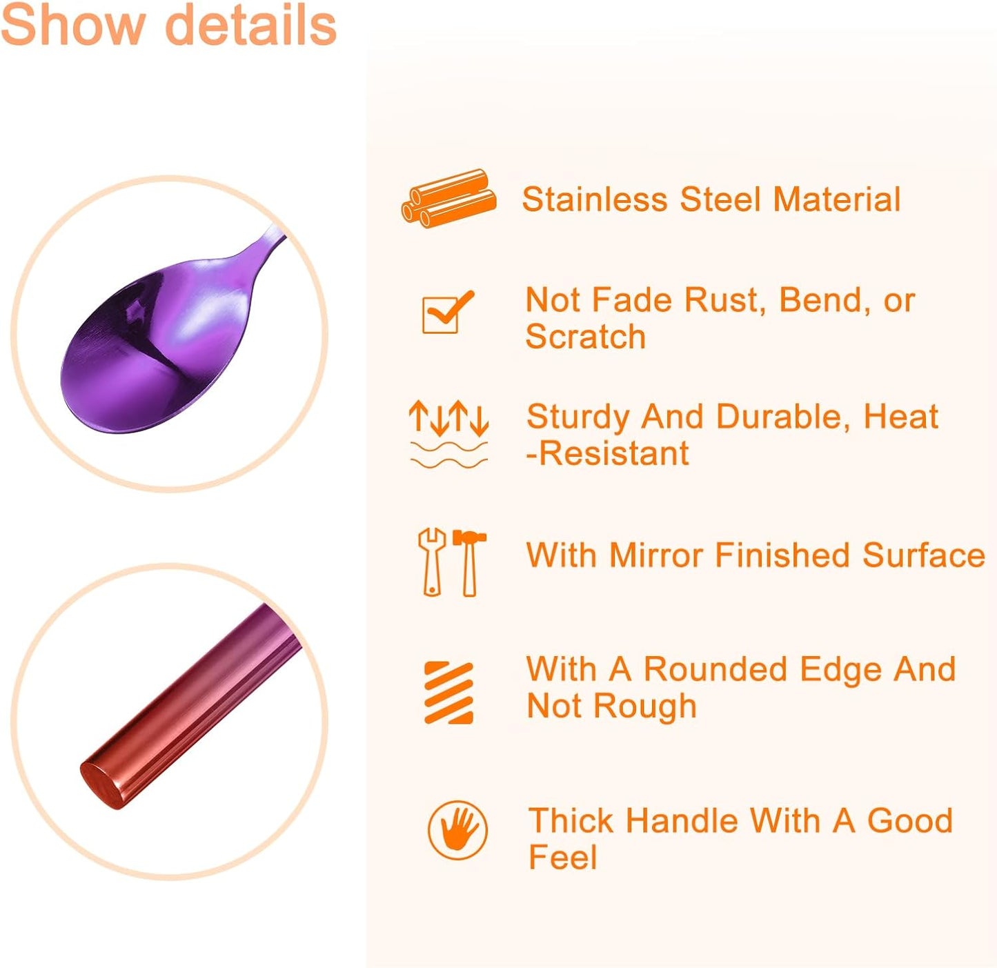 uxcell Long Handle Stainless Steel Mixing Spoon, Purple Bartender Cocktail Stirring Spoon, 300mm/11.81" Bar Spoon
