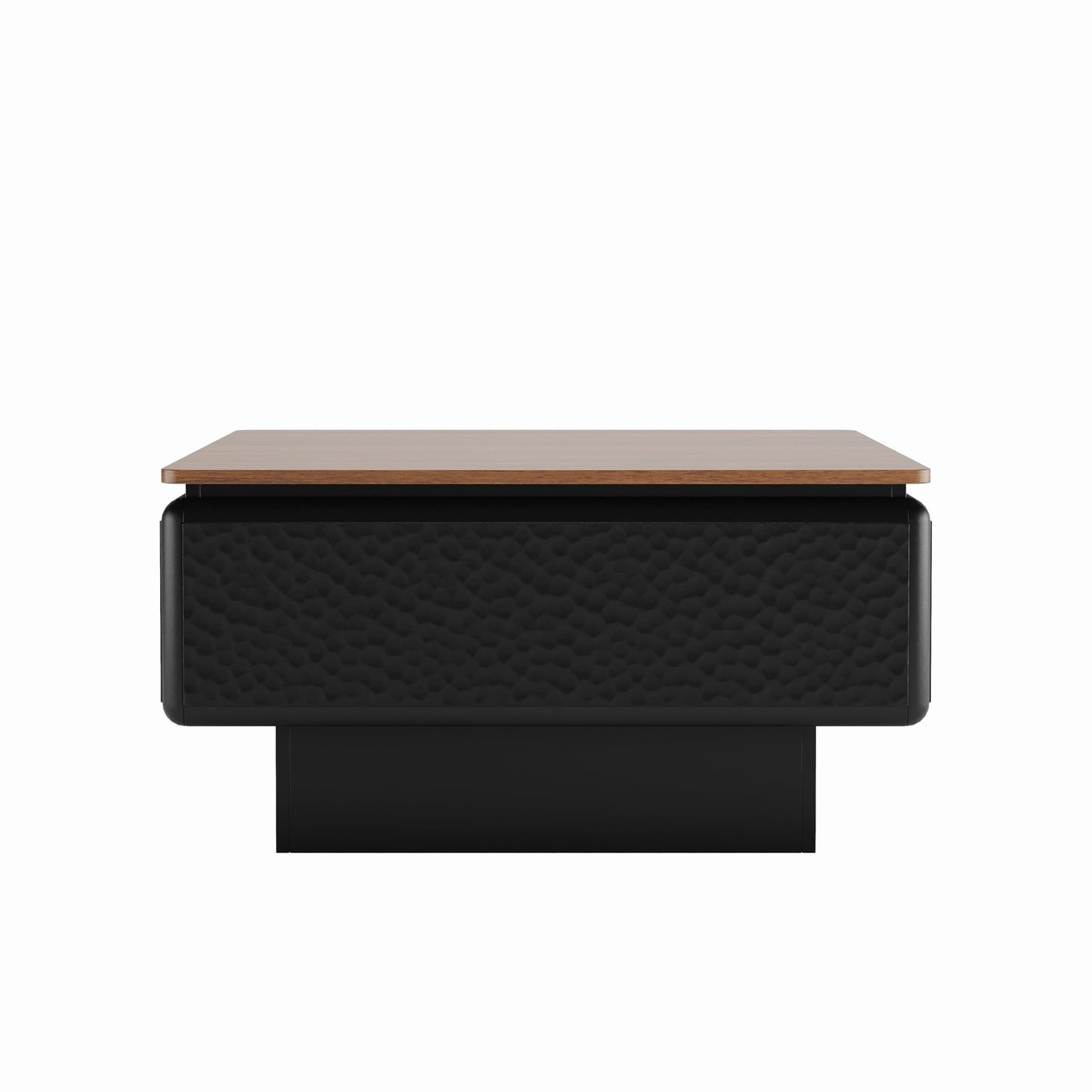 GDFStudio 31" Square Coffee Table with Lift Top Storage, Mid Century Modern Hammered Texture Center Table, Wooden Curved Tea Side Table with Hidden Compartment for Living Room Small Space, Black+Brown