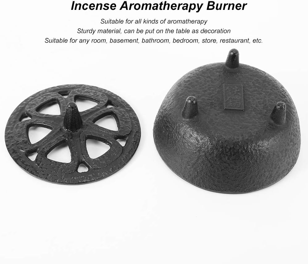 Black Iron Shaped Incense Burner, Sturdy Home Decor, Convenient for Aromatherapy with Sand