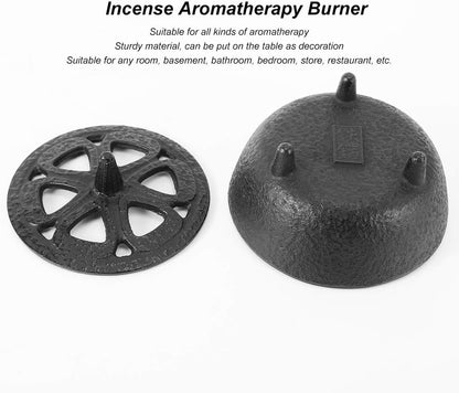 Black Iron Shaped Incense Burner, Sturdy Home Decor, Convenient for Aromatherapy with Sand