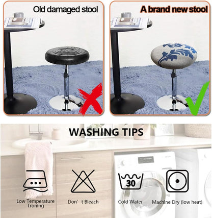 Levoberg (#10, L13-20in(2Pack)) Stool Cover Round Printed Bar Stool Seat Slipcover Stretch Rolling Stool Cover