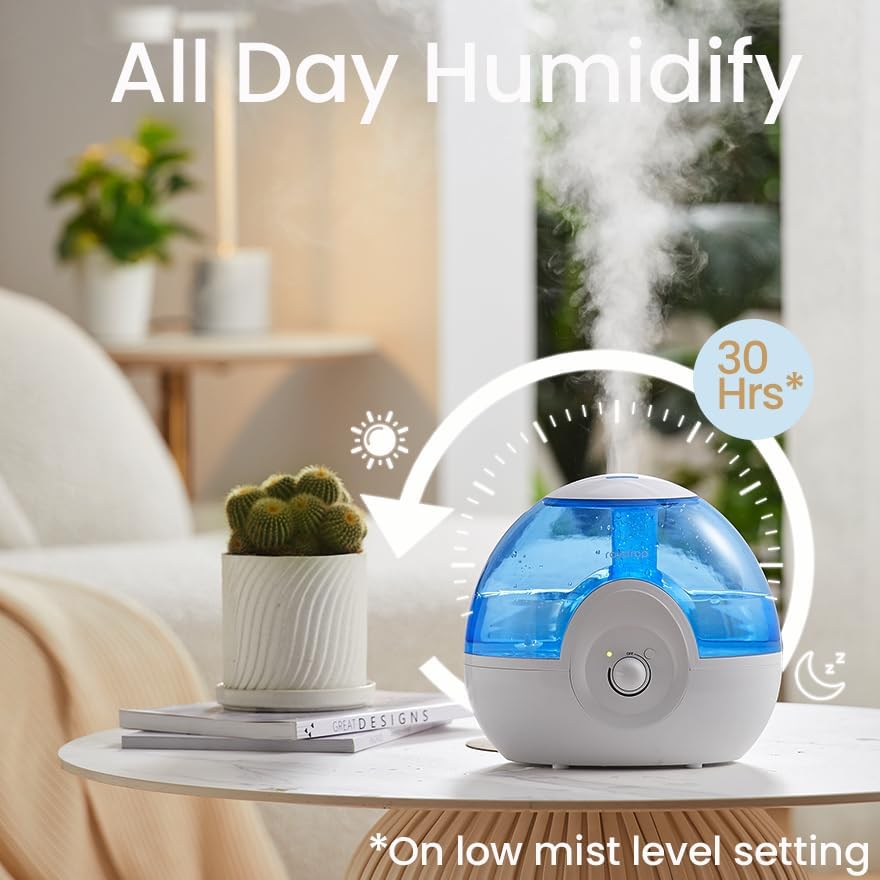 raydrop Cool Mist 2.2L Humidifier for Bedroom, Whisper-Quiet Ultrasonic, Auto Shut-Off, Night Light