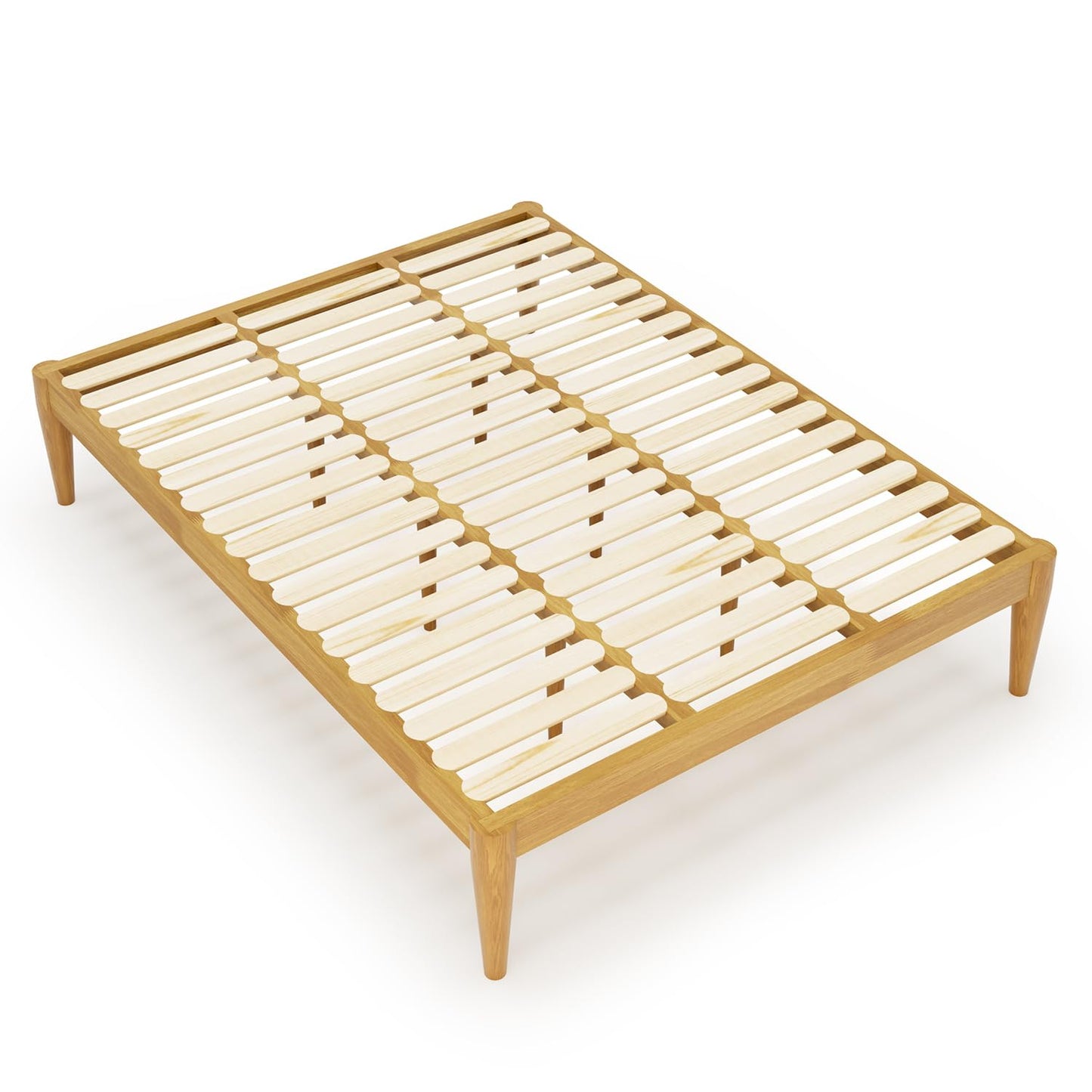 IOTXY Queen Platform Bed Frame - Solid Wood 16-Inch Height Mattress Foundation Base with Densely Slats and Heavy-Duty Support Legs, No Box Spring Needed, Oak
