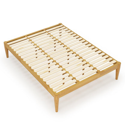 IOTXY Queen Platform Bed Frame - Solid Wood 16-Inch Height Mattress Foundation Base with Densely Slats and Heavy-Duty Support Legs, No Box Spring Needed, Oak