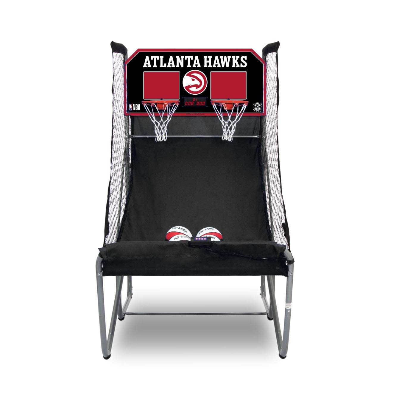 Pop-A-Shot - Home Dual Shot with Atlanta Hawks NBA Graphics l Sensor Scoring l 16 Game Modes l 7 Balls l Foldable Storage l for All NBA Fans