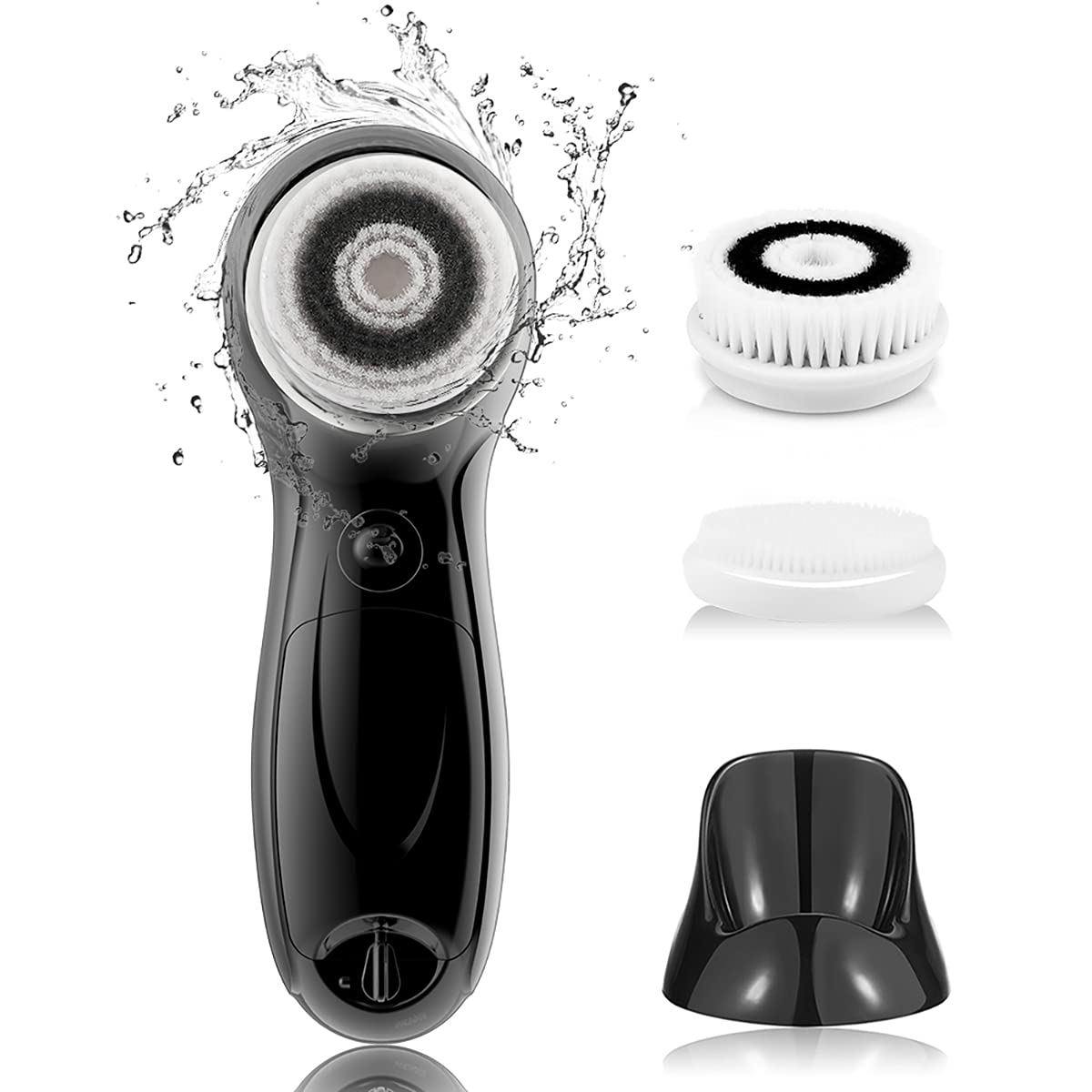 TOUCHBeauty Facial Cleansing Brush Electric, Face Cleansing Brush with Stand, 3 Brush Heads, 2 Speeds, IPX5 Waterproof, Battery-Powered, Suitable for All Skin Types, TB-0759D