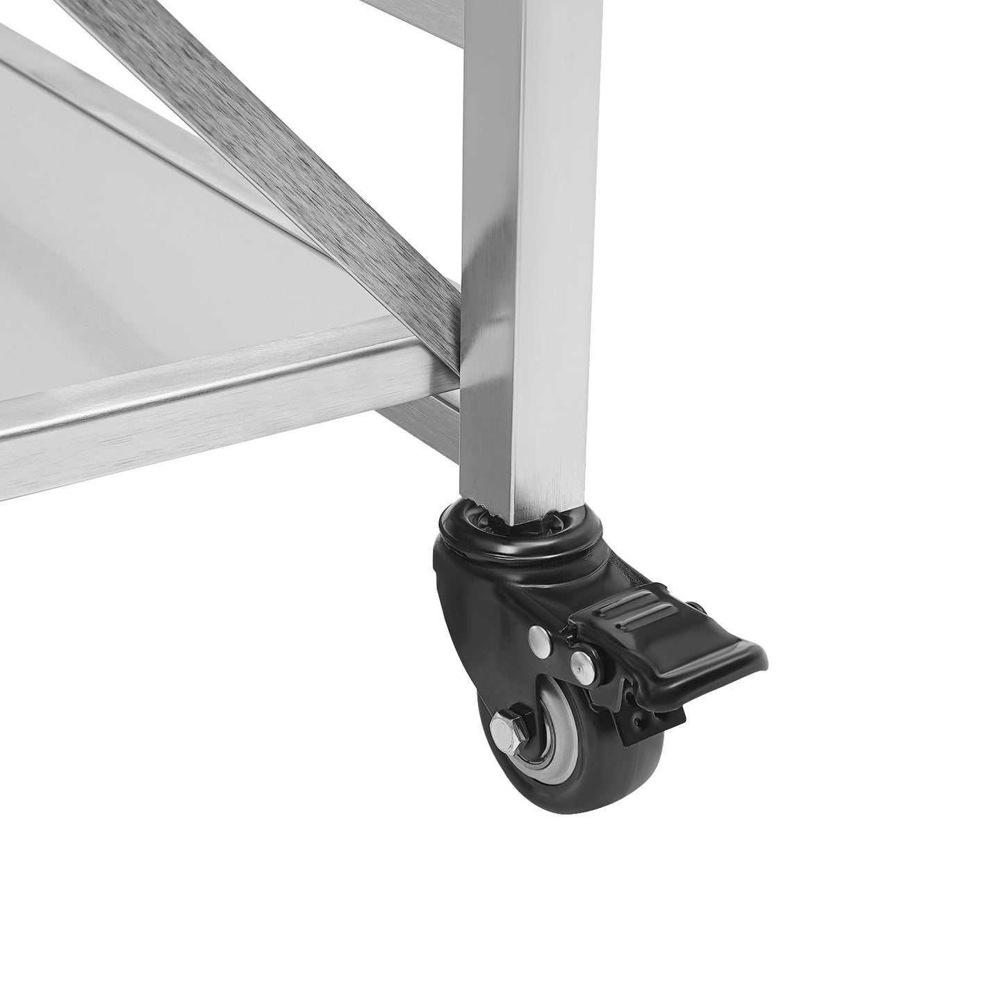 DHccPOLve 3 Tier Stainless Steel Kitchen Trolley Cart Foldable Utility Serving Storage Rolling Car Shelf (25.75 * 20 * 36inch Silver)