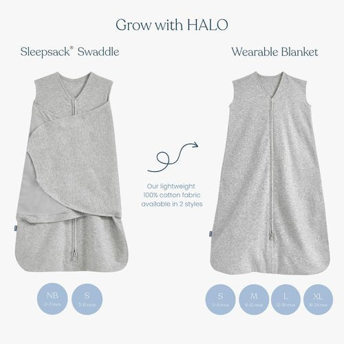 HALO 100% Cotton Sleepsack Swaddle - 3-Way Adjustable Wearable Blanket, TOG 1.5, Midnight Moons Pink, Newborn 0-3 Months