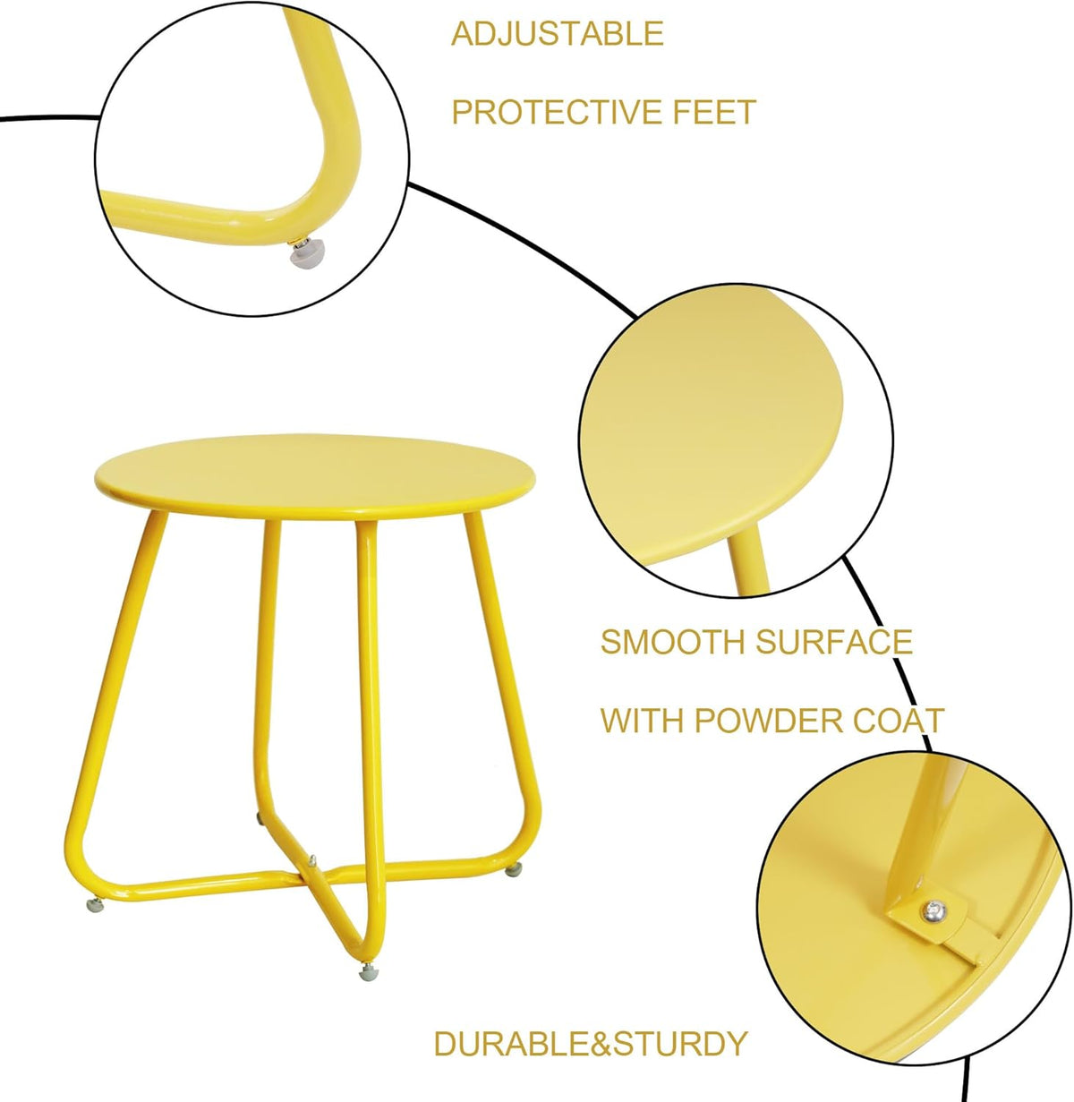 17.5 Elevon E-Coated Steel Side Table Weather Resistant Outdoor Round End Table Accent Table for Bistro Balcony