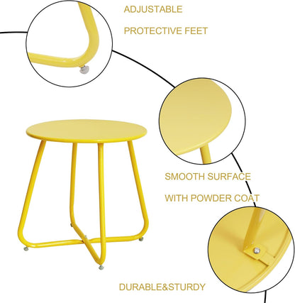 17.5 Elevon E-Coated Steel Side Table Weather Resistant Outdoor Round End Table Accent Table for Bistro Balcony