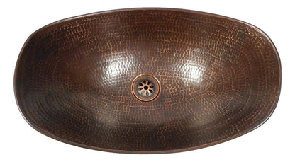 Simply Copper 17" Copper Vessel Bathroom Sink with Included Pop Up Drain and 13" ORB Waterfall Faucet