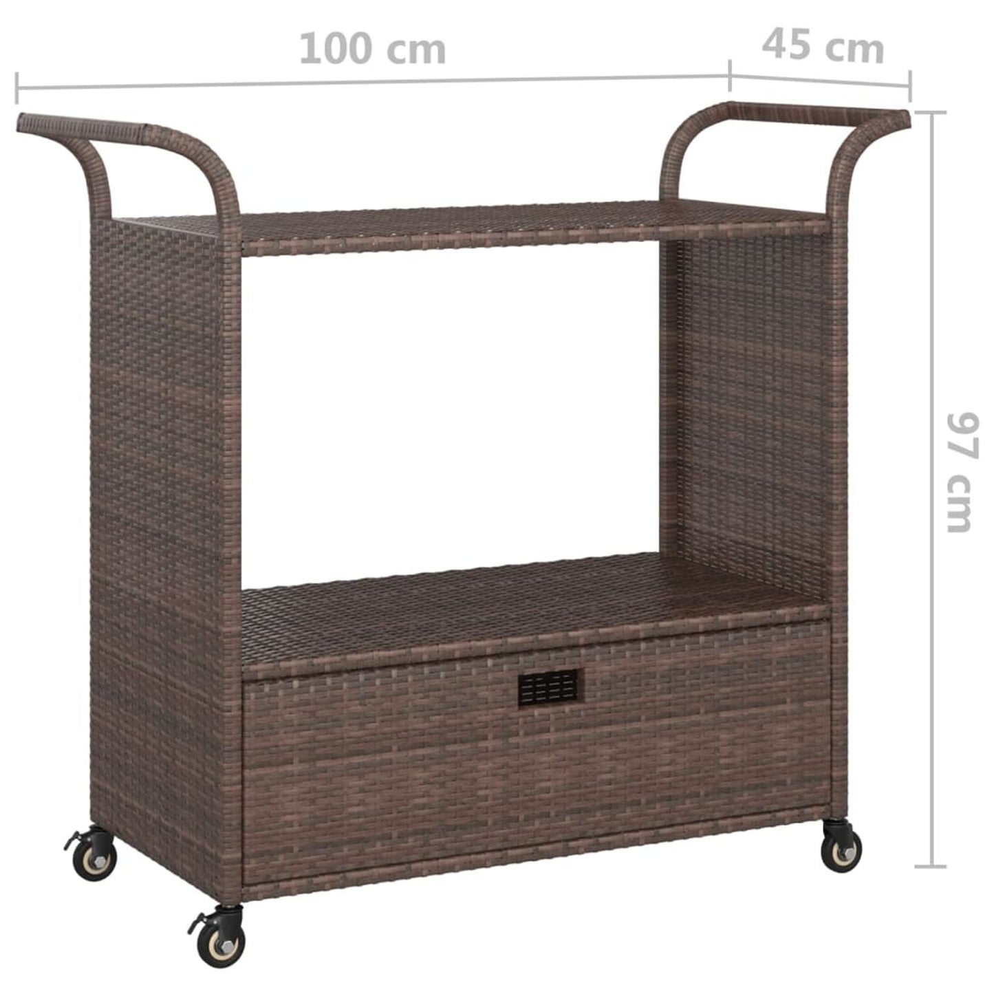 Gecheer Bar Cart with Drawer Brown 39.4"x17.7"x38.2" Poly Rattan 1103206A