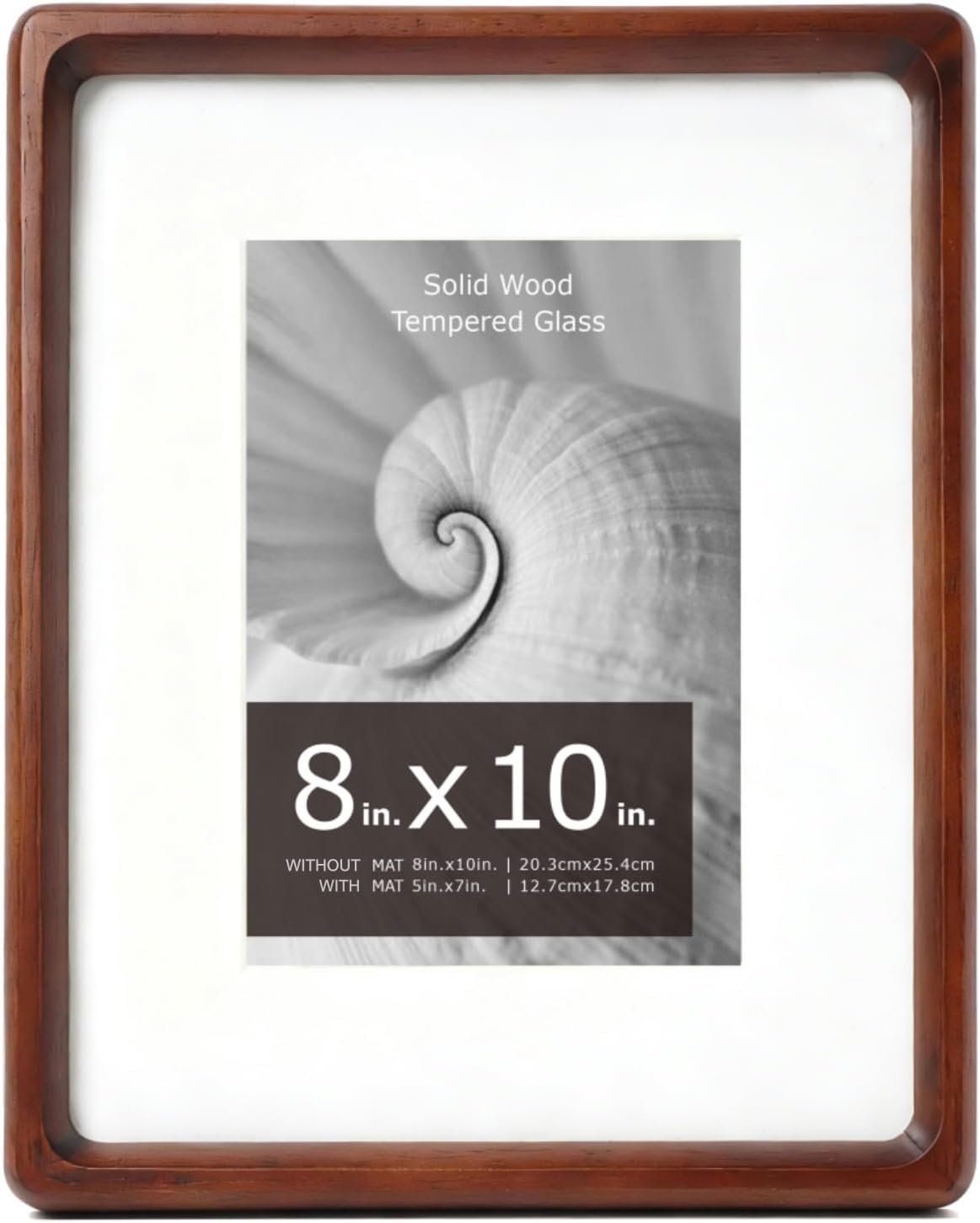 8x10 5x7, 1 Pack Oak Wood Photo Frame Matted to Solid Wood Photo Frame with Glass, Tabletop & Wall Mount