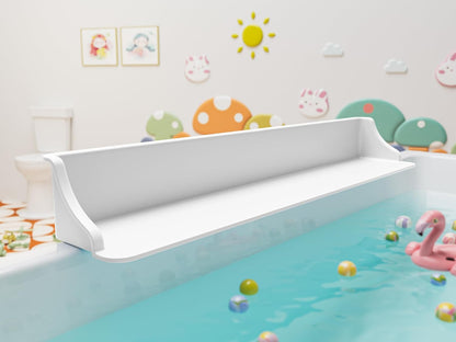 3-Ft Cushore Bathtub Splash Guard PlayPad with Strong Suction Cups, Toy Tray Caddy Holder Storage, No-Leak, Mess-Free