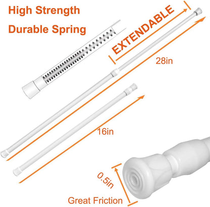 Adjustable Tension Rods for Shower, Curtain, Window, 15.7 to 28 in, 2 Pack, Spring Cupboard Bars for Kitchen Utensils