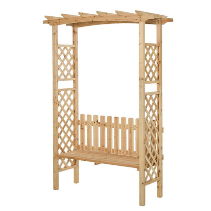NAAMOTOMOX Garden Bench Wooden Arbor for Side Trellis Climbing Plants with Arch to Grow Flowers, Grapes & Vines, Patio Decor & 2-Person Outdoor Wood Decorative Seating, Natural
