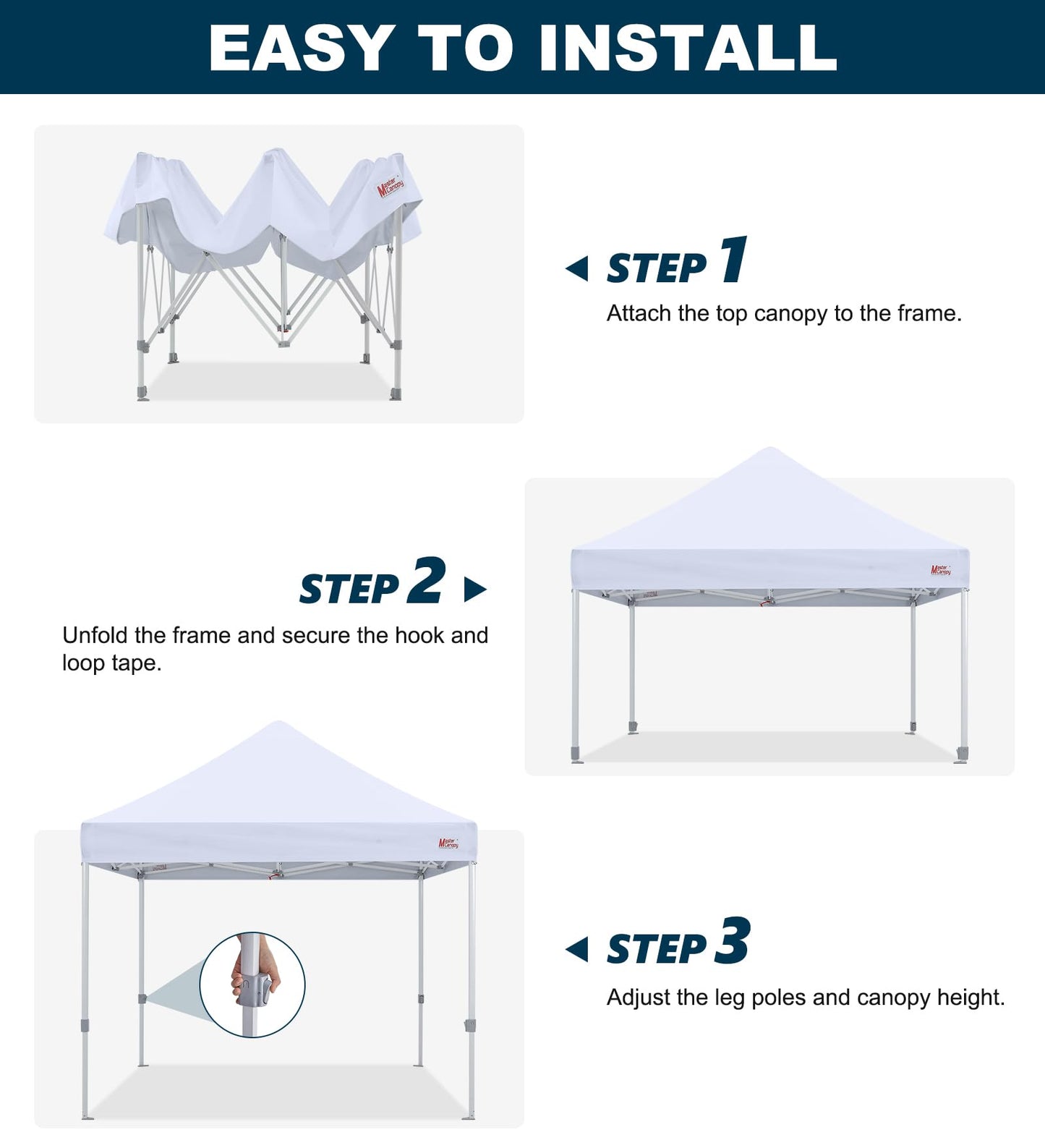 MASTERCANOPY Pop Up Canopy Tent Commercial Grade 10x10 Instant Shelter (White)