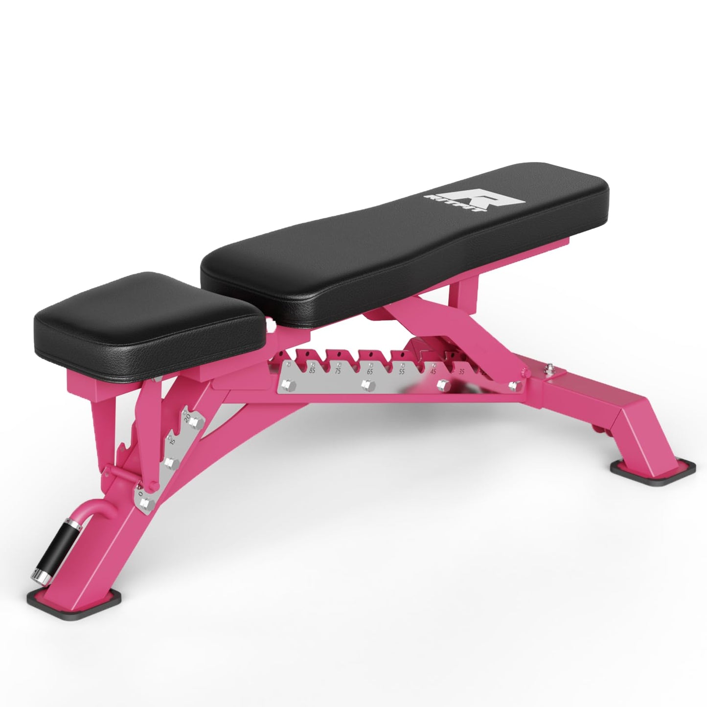 RITFIT Adjustable Weight Bench with Multiple Back Positions for Full Body Workouts, Incline, Decline, and Flat Settings for Home Gym Strength Training, 1300LB Capacity (Pink,with 2x5lb round dumbbells)