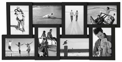 Malden International Designs Collage Picture Frame for Wall, Holds Eight Photos : 4-6x4 and 4-4x6 Inch - Black Plastic, Wall Decor for the Home
