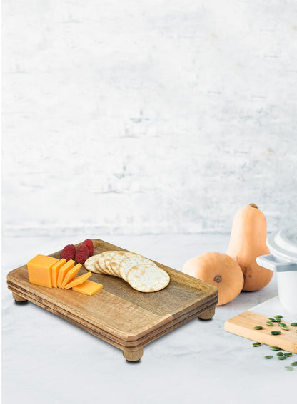 Serene Spaces Living 10" Wooden Pedestal Tray, Ideal for Jewelry Display, Keyholder, Candle & Dessert Stand, Charcuterie Board - Perfect for Home, Office, Kitchen, Cafe, Wedding Decor, Pack of 12