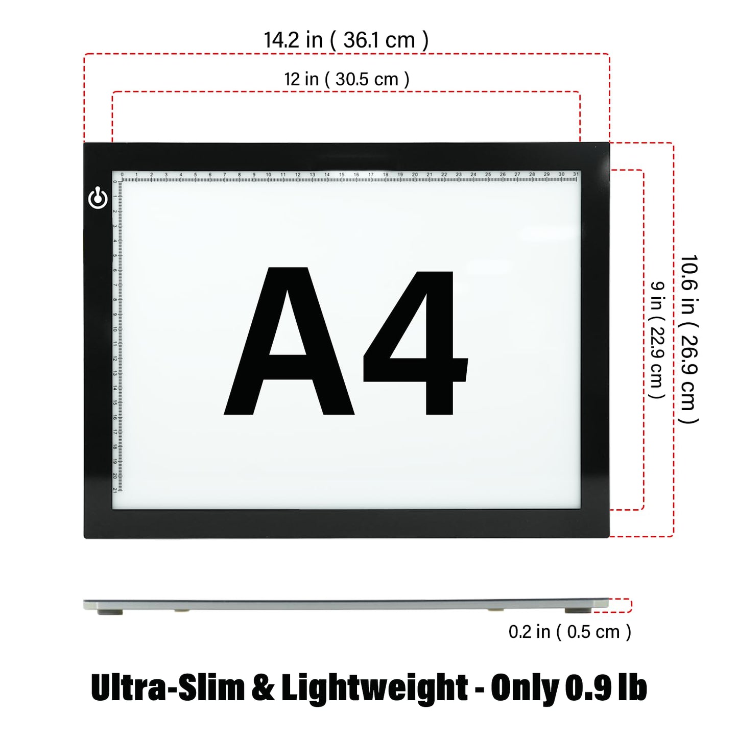A4 LED Copy Board Tracing Light Box, Adjustable Brightness Artcraft LED Trace Light Pad, USB Power Light Table for Artists, Tattoo Drawing, Animation, Sketching, Stenciling & Diamond Art Painting