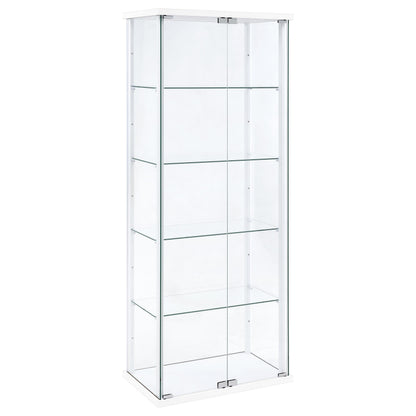 Coaster Home Furnishings - Delphinium - Glass - 4-Shelf Curio Cabinet with Wood Top and Base, Two Doors, and Chrome Hardware - Living Room - 64-Inch - White - 950170WHT