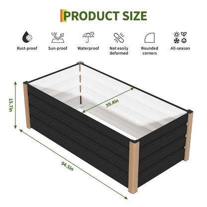 IDEALHOUSE 94 x 39 x 16 in Aluminum Raised Garden Bed, Open Bottom Planter Box Kit, Rounded Safety Corners, Protective Edge Trim, Gray
