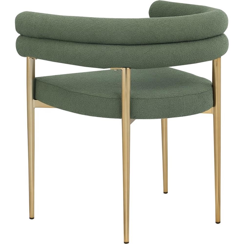 Meridian Furniture 804Green-C Brielle Collection Modern | Contemporary Boucle Fabric Upholstered Dining Chair with Brushed Brass Metal Frame, 25.5" W x 22" D x 28" H, Green, Set of 2