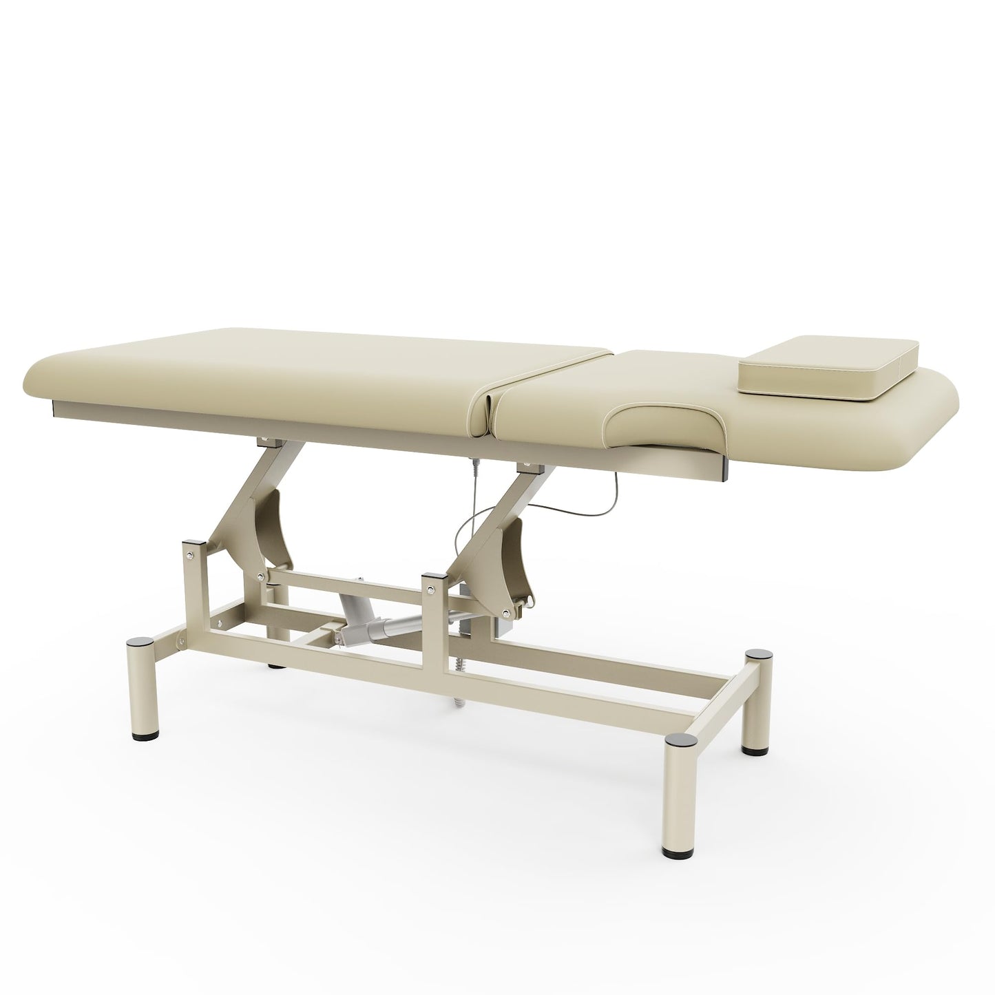 Dolonm 2 Motors Electric Massage Table, Hydraulic Electric Lift Adjustable Backrest and Height Lifting for Treatment, Physical Therapy, Spinal Massage, Facial Spa, Waxing, Tattooing - Beige Gray
