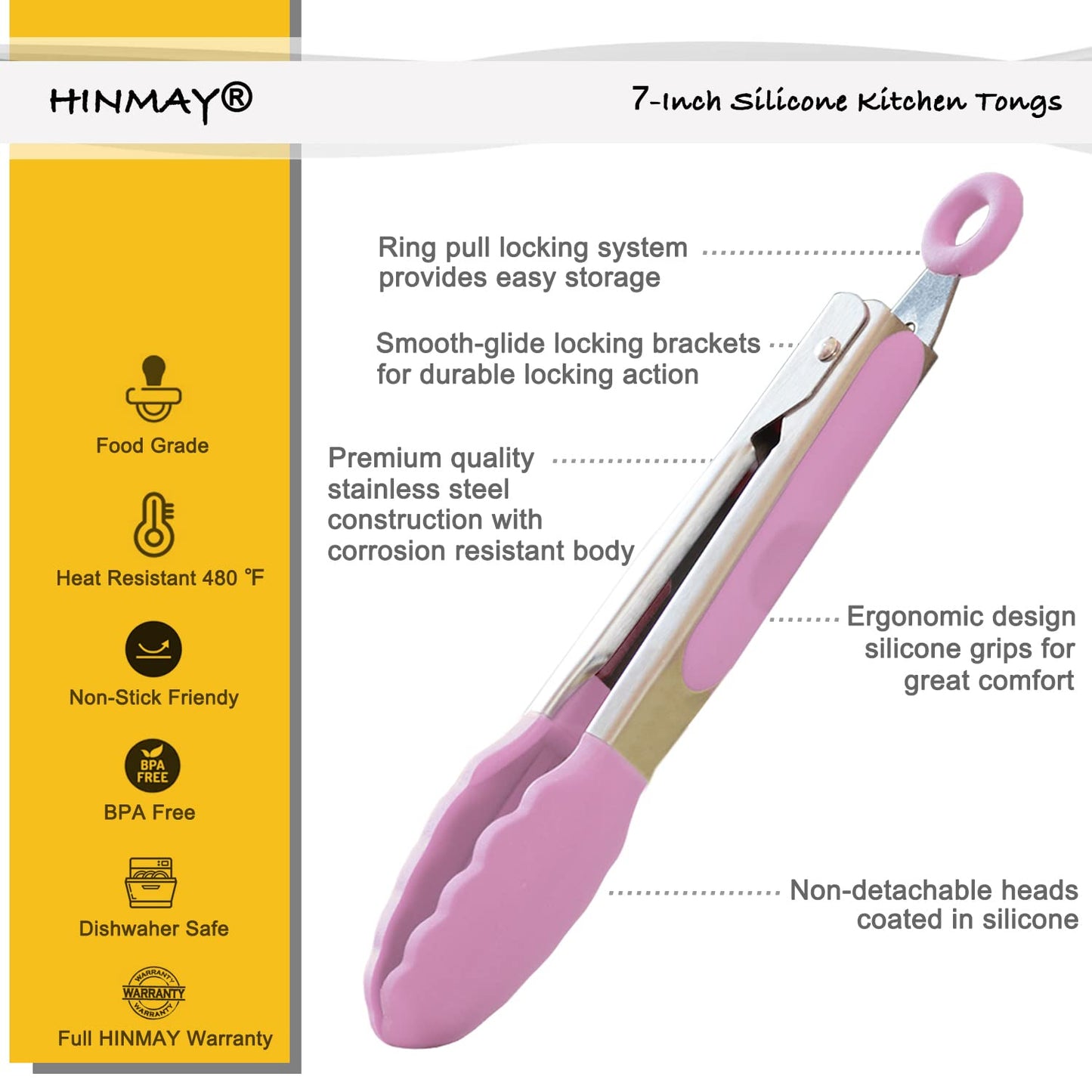 Small Silicone Tongs 7-Inch Mini Serving Tongs, Set of 3 (Black Gray White)