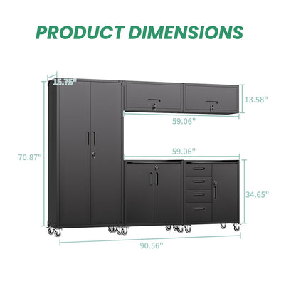 VIYET Garage Cabinet System | Heavy Duty Steel All-in-One Modular Garage Cabinet Set for Ultimate Workshop Organization | Easy Assembly Garage Storage Cabinets & Tool Bench