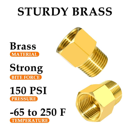 SDTC Tech 2-Pack Brass Pipe Fitting 1/4 NPT Thread Male to 1/2 NPT Thread Female Reducer Adapter, Brass Pipe Extension Connectors