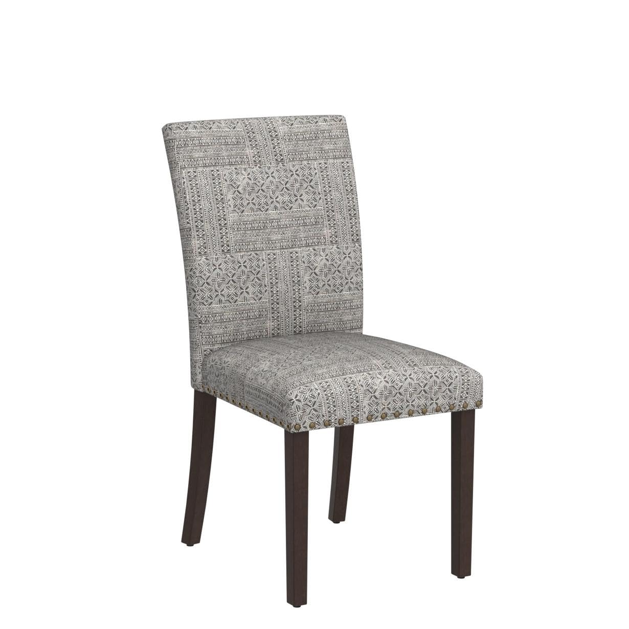 COLAMY Upholstered Parsons Dining Chairs Set of 4, Fabric Dining Room Kitchen Side Chair with Nailhead Trim and Wood Legs - Boho