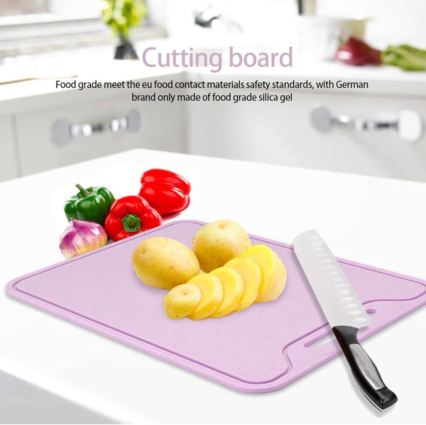 GLOGLOW Safety Food Grade Silicone Cutting Board, 11.8 x 8.7in, Flexible Chopping Board for Home Kitchen Use