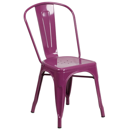 Flash Furniture Blake Commercial Grade 4 Pack Purple Metal Indoor-Outdoor Stackable Chair