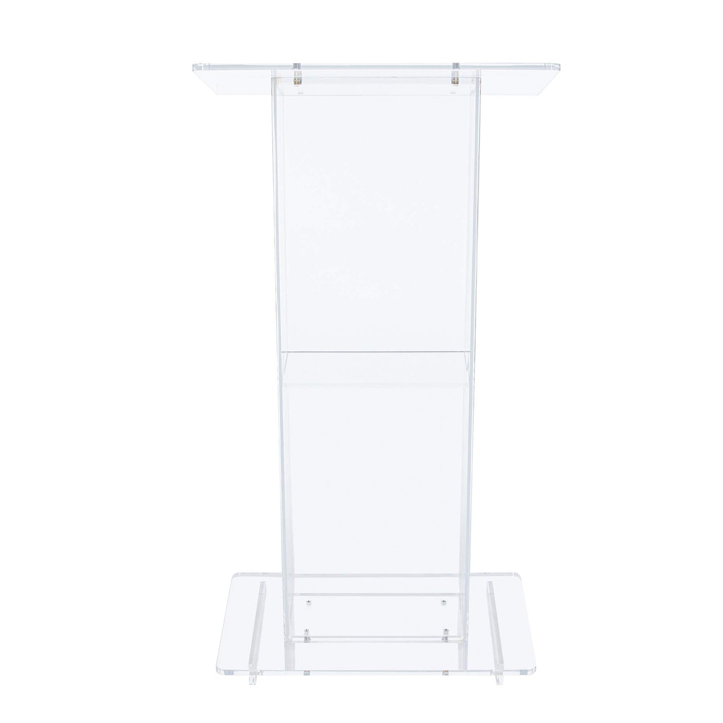 OEF Furnishings CoreGhost Series Commercial-Grade Modern Clear Acrylic Lectern with Shelf (24-inch Reading Surface)