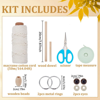 FREEBLOSS Macrame Owl Kit for Beginners Macrame Owl Wall Hanging Tapestry Kit Creative DIY Macrame Owl Boho Macrame Wall Hanging DIY Macrame Kit with Video Tutorial