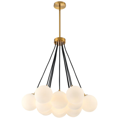 13-Light Bubble Chandelier, Modern Sputnik Glass Chandelier, Milk Glass & Globe Pendant Light, Elegant Bubble Hanging Island Lighting for Bedroom, Living Room, Dining Room & Kitchen Island Over Table