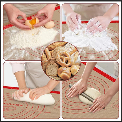 Skiennix Silicone Pastry Mat - Extra Large 26"x16" Non-Slip Baking Mat with Measurements for Easy Dough Rolling