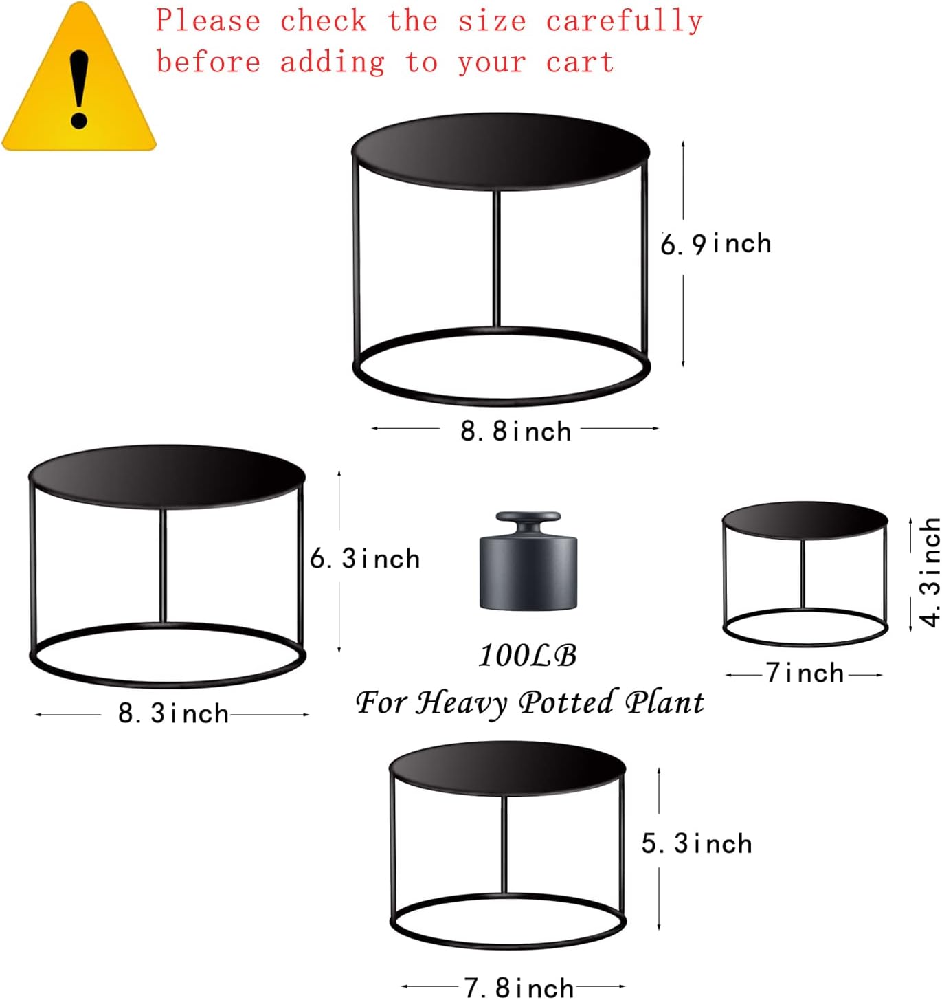 4 Pack Plant Stand Mid Century Modern Simple Small Plant Stand Indoor Outdoor for Heavy Plant Pots Multiple Height Size