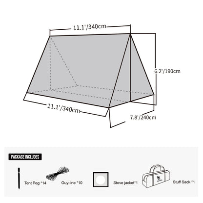 OneTigris ROCDOMUS Hot Tent with Stove Jack, 3000mm Waterproof, Versatile Lightweight Hammock Tent for Camping, Hiking, Backpacking, Bushcraft, Car Trips