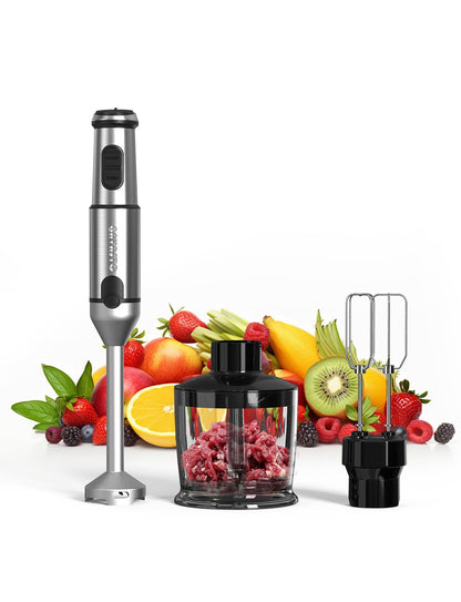 Immersion Blender Handheld GAVASTO Hand Blender,20 Speeds and Turbo Mode Hand Mixer, 3-in-1 Heavy Duty Copper Motor Stainless Steel