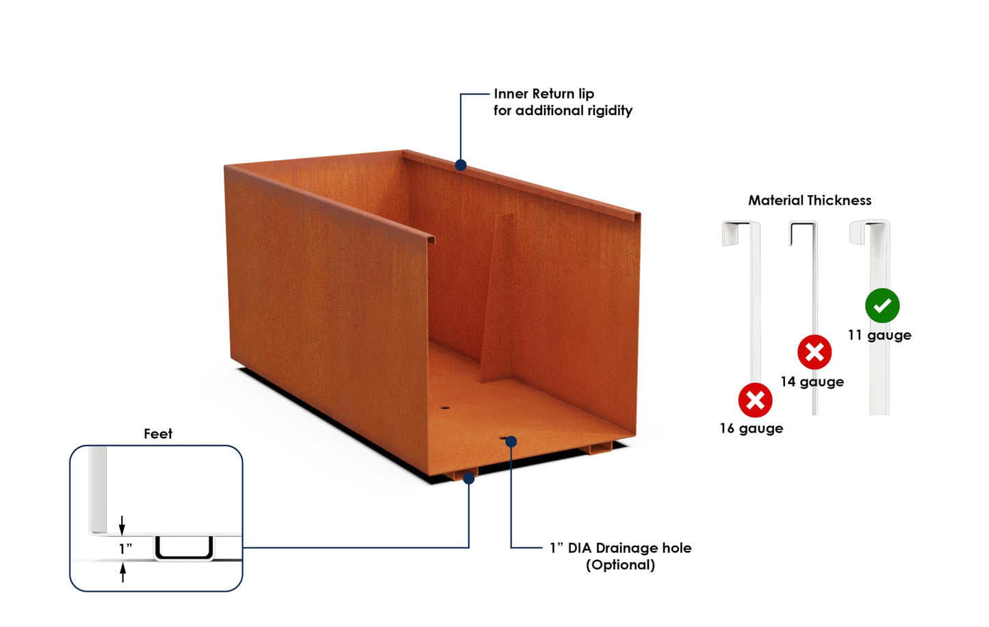 Plantercraft Large Rectangular Planters for Outdoor Plants | 72 Inch Corten Steel Planter & Extra Large Outdoor Planter Box | Metal Raised Garden Bed for Patios, Privacy Screens & Modern Landscapes